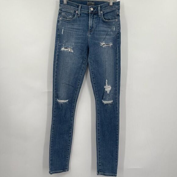 Agolde Blue Sophie Ankle Stretch Skinny Distressed Denim Jeans Size 25 - Picture 1 of 8